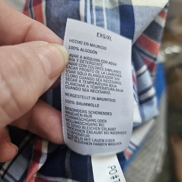 Nautica Mens XLarge Sea Voyage Plaid Classic Button Up Shirt Cotton Patriotic - Picture 9 of 11